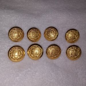 Antique Fire Department FD Uniform Buttons c.1885–1905 Victorian Gilt Brass Set